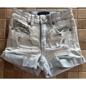Women's Aeropostale Denim Shorts Size 00 Light Blue Distressed